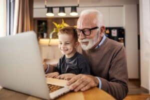 Grandson and Grandpa scrolling