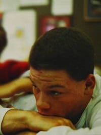 Matt Damon during lecture in high school