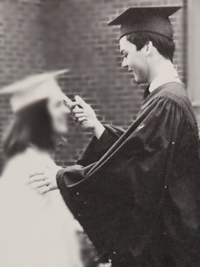 Michael Keaton 1969 senior yearbook candid - graduates