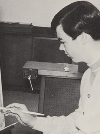 Michael Keaton 1969 senior yearbook candid - painting