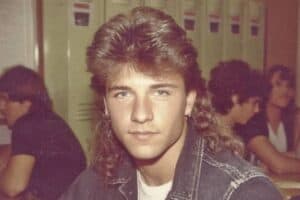 The Mullet Hairstyle in 80s high school yearbook