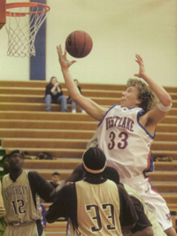 Nick Foles 2005 varsity basketball team action shot