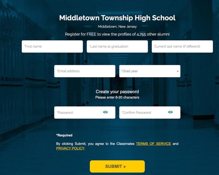 Yearbook Registration Page