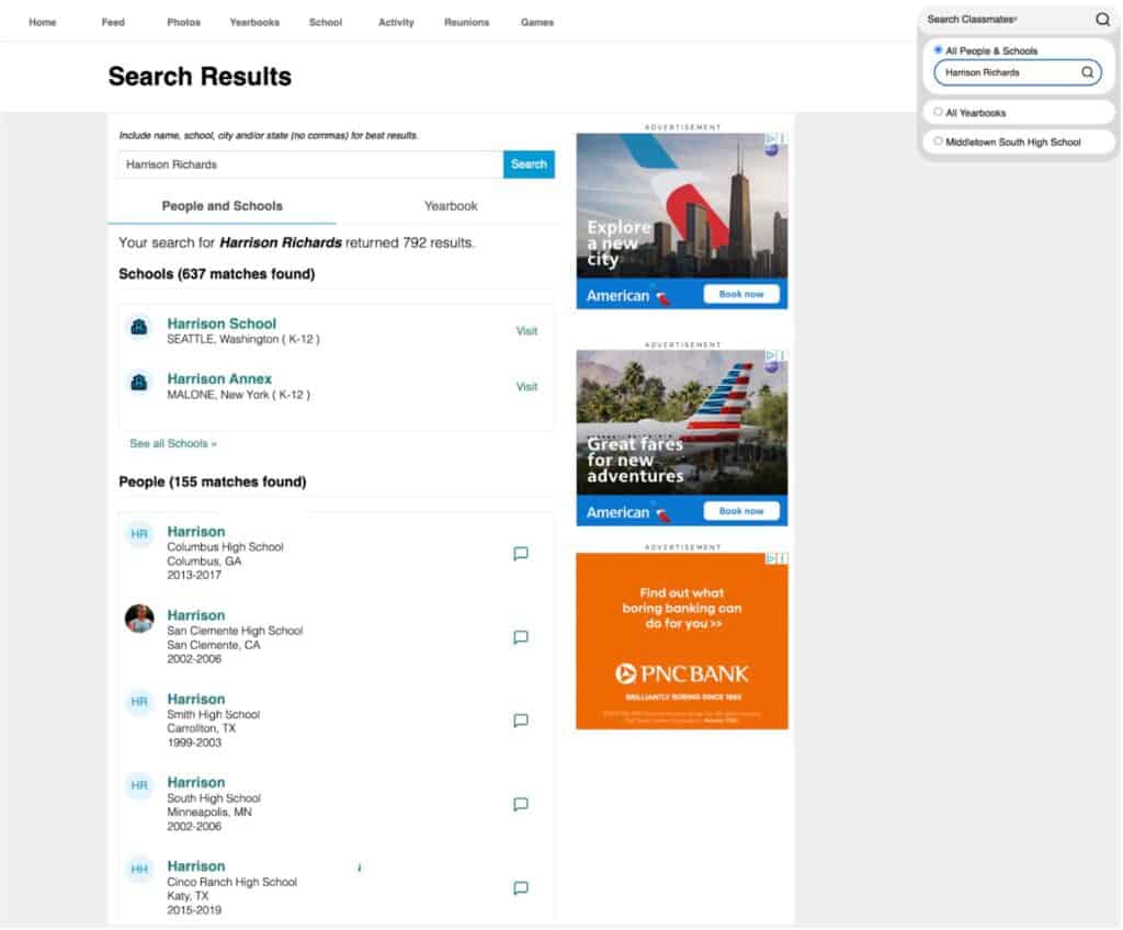 Search Results Did Not Go To High School