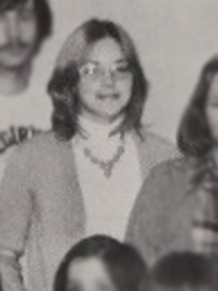Sharon Stone 1974 high school newspaper staff yearbook photo (cropped)