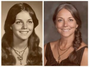 Woman with Then and Now Photo