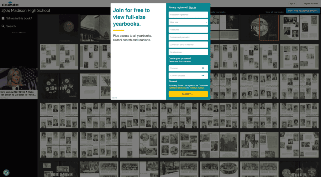 Digital Yearbook Registration