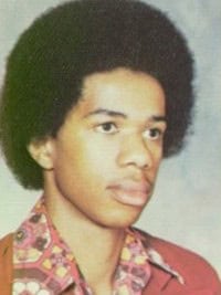 Steve Harvey senior photo in high school yearbook